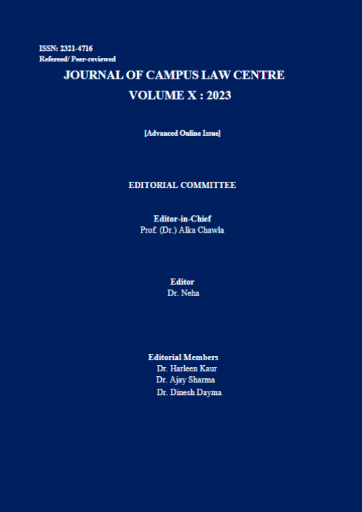 					View Vol. 10 (2023): JOURNAL OF CAMPUS LAW CENTRE
				